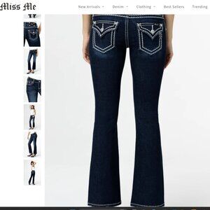 Miss Me Loose Saddle Stitch Border Bootcut Jeans, Size 29 X 34 Never Worn